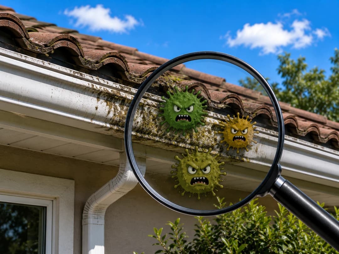 Gutter Cleaning showing signs of buildup