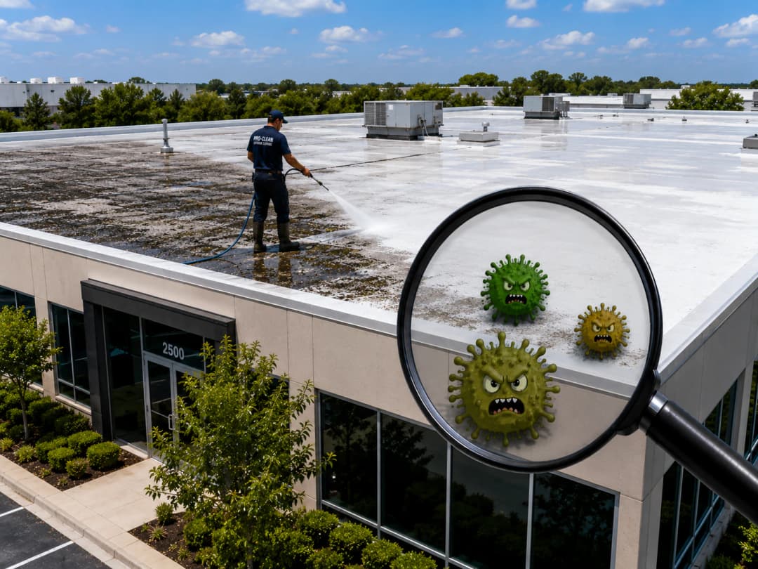 Roof Cleaning showing signs of buildup