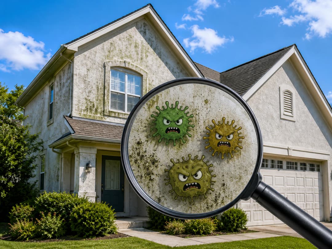House Washing showing signs of buildup