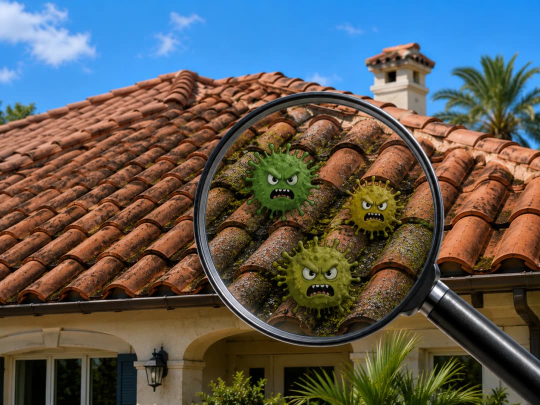 Roof Cleaning showing signs of buildup