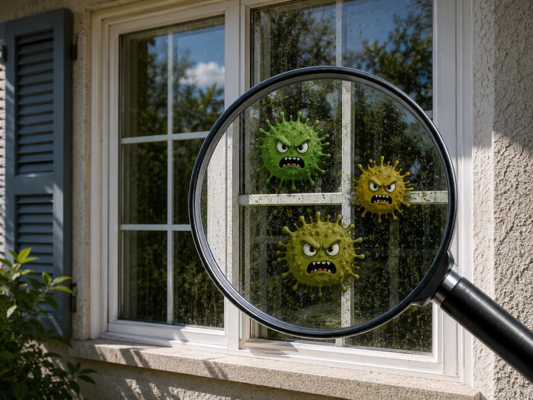 Window Cleaning showing signs of buildup