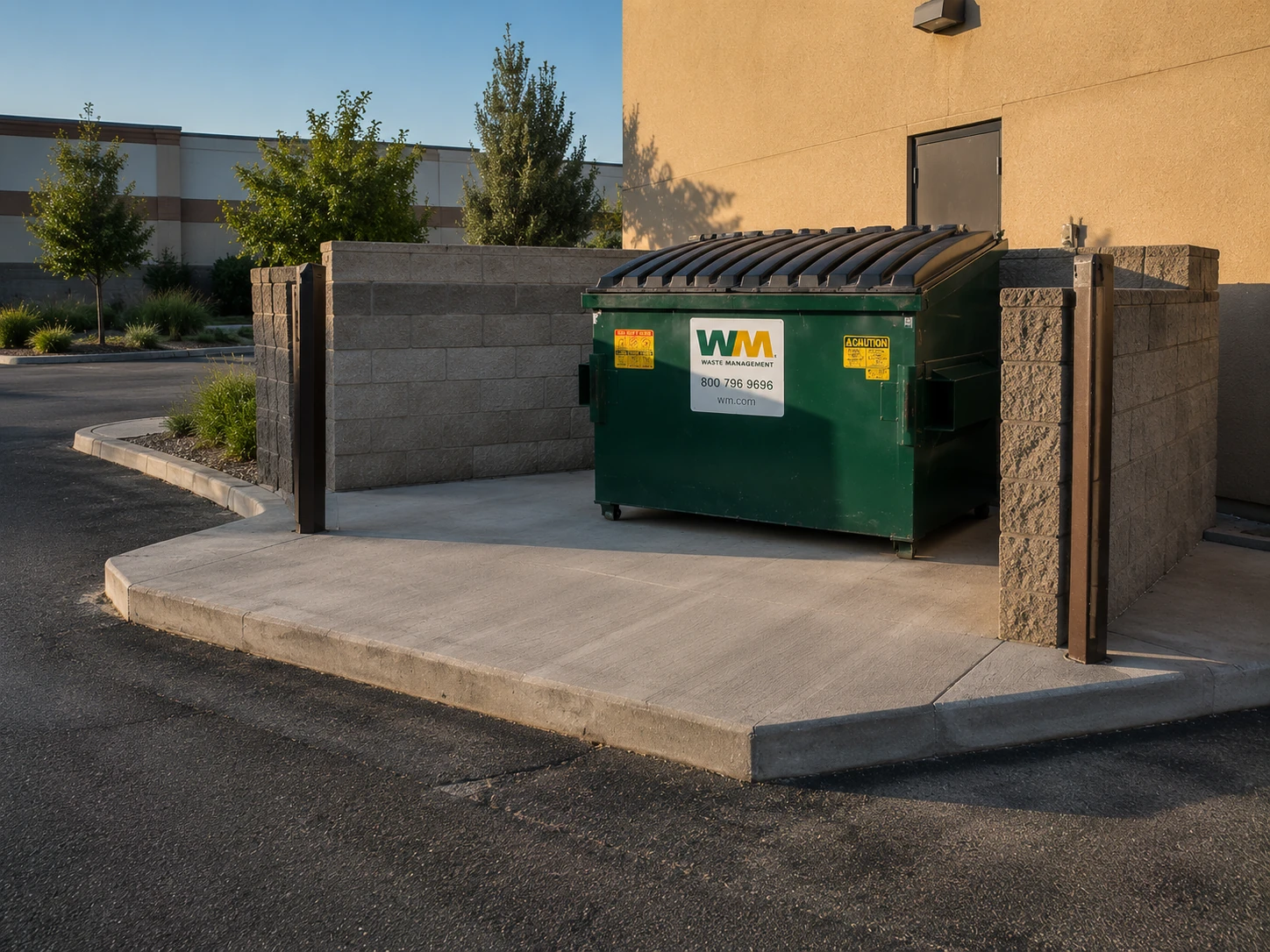 Sanitized dumpster pad after professional service