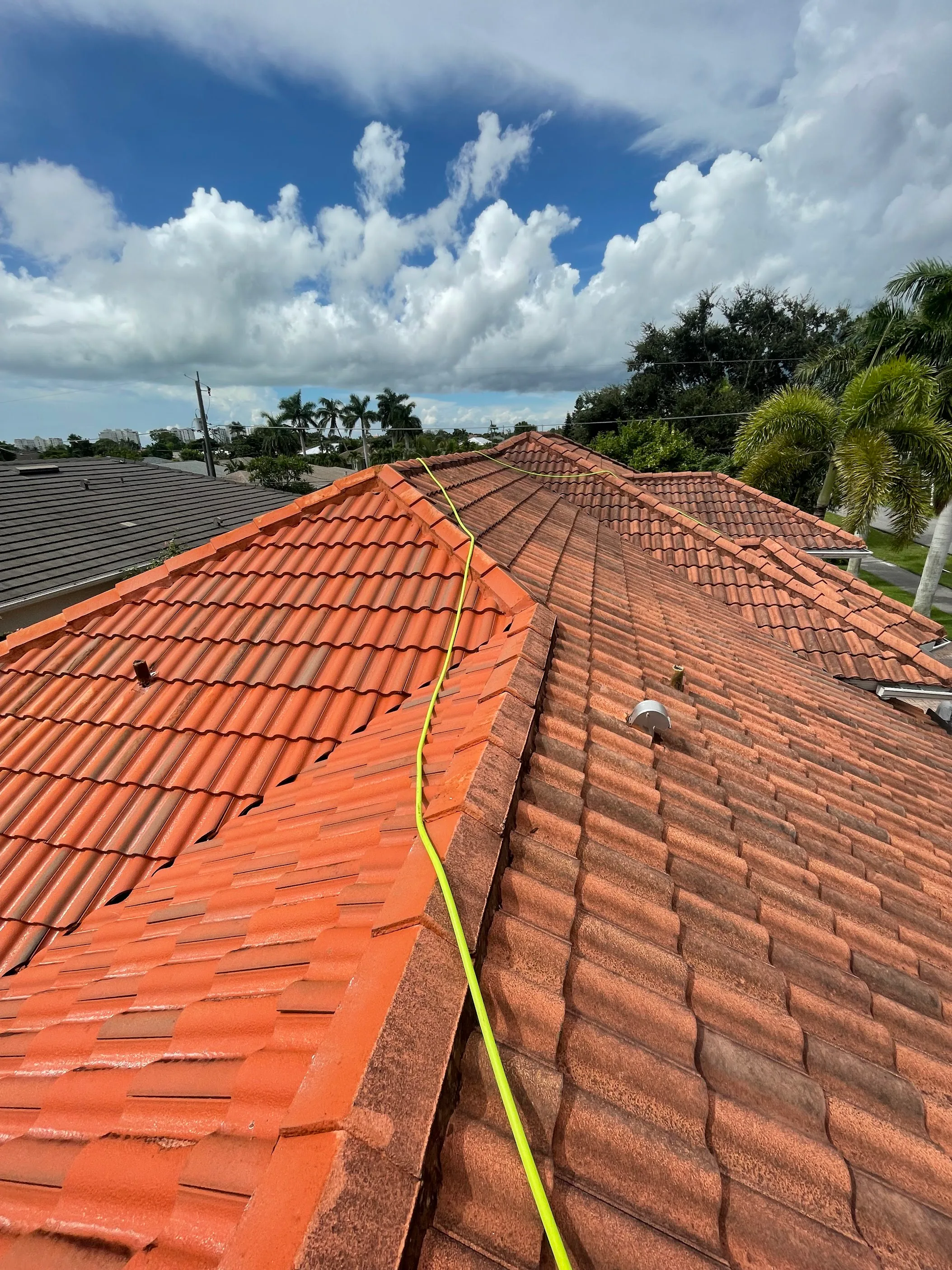 Residential roof after a professional SNR soft wash, restored to a clean, uniform finish