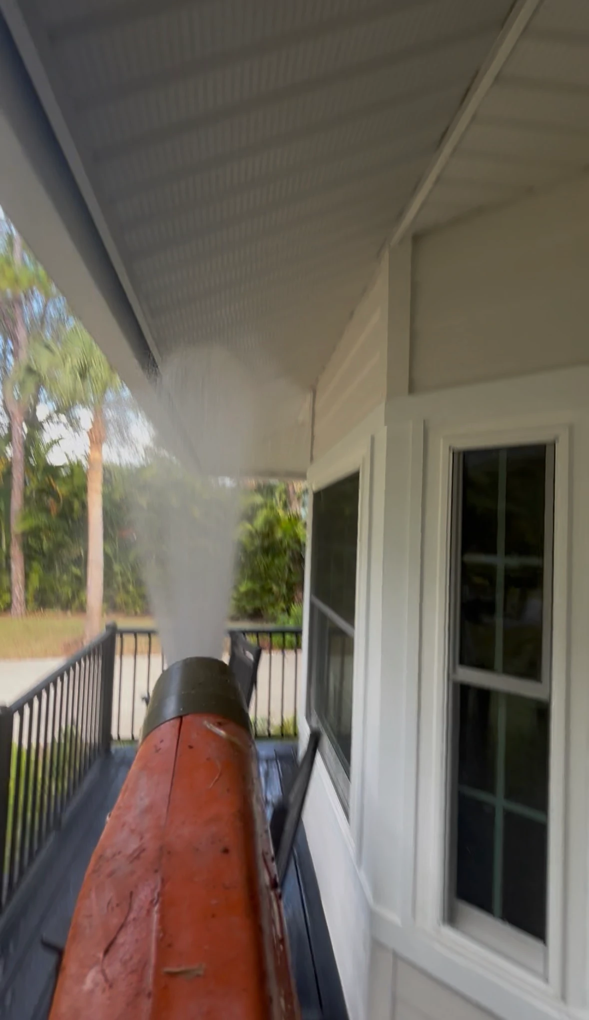 Stucco home exterior after SNR soft washing, with algae and mildew removed