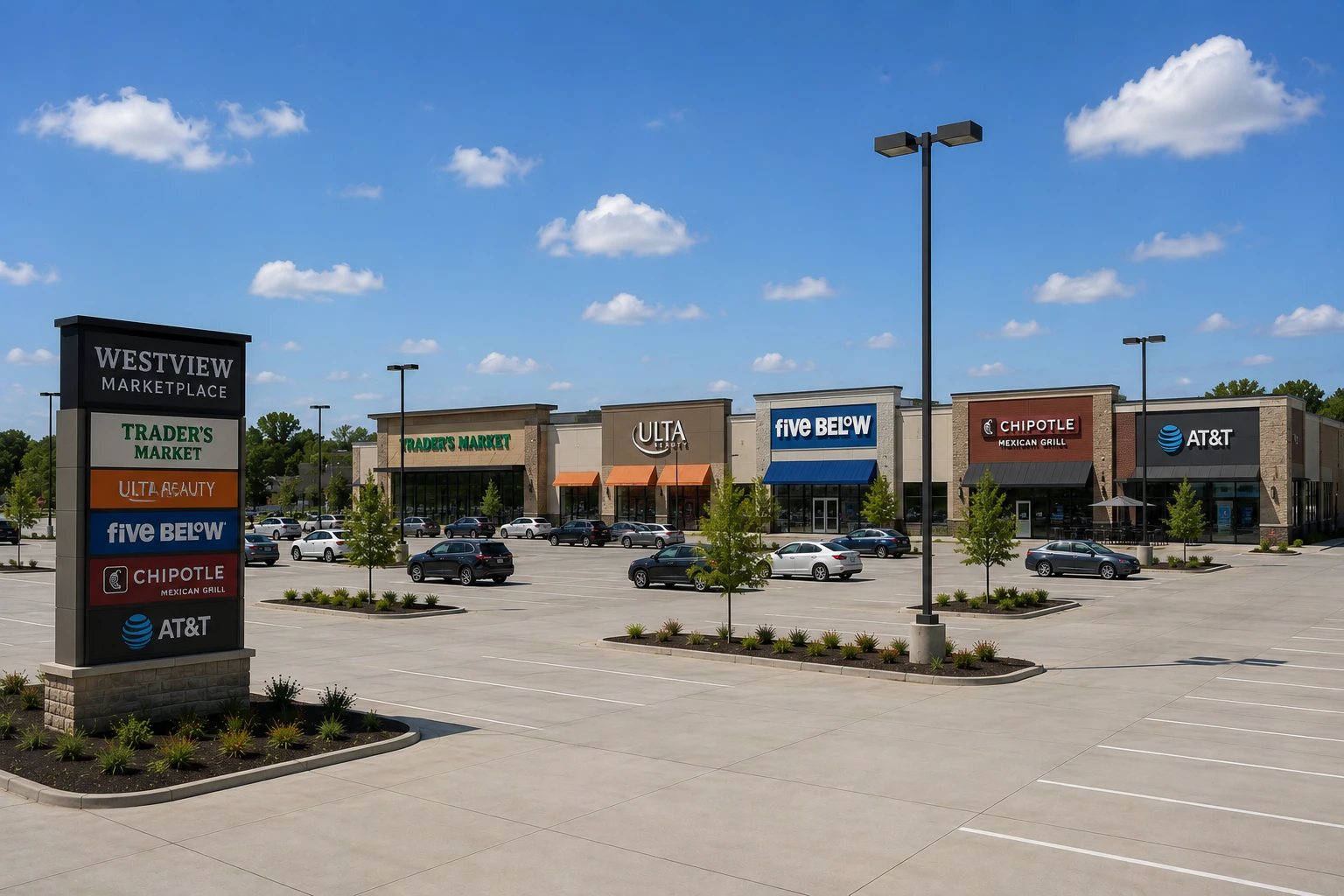 Clean commercial parking lot after surface cleaning