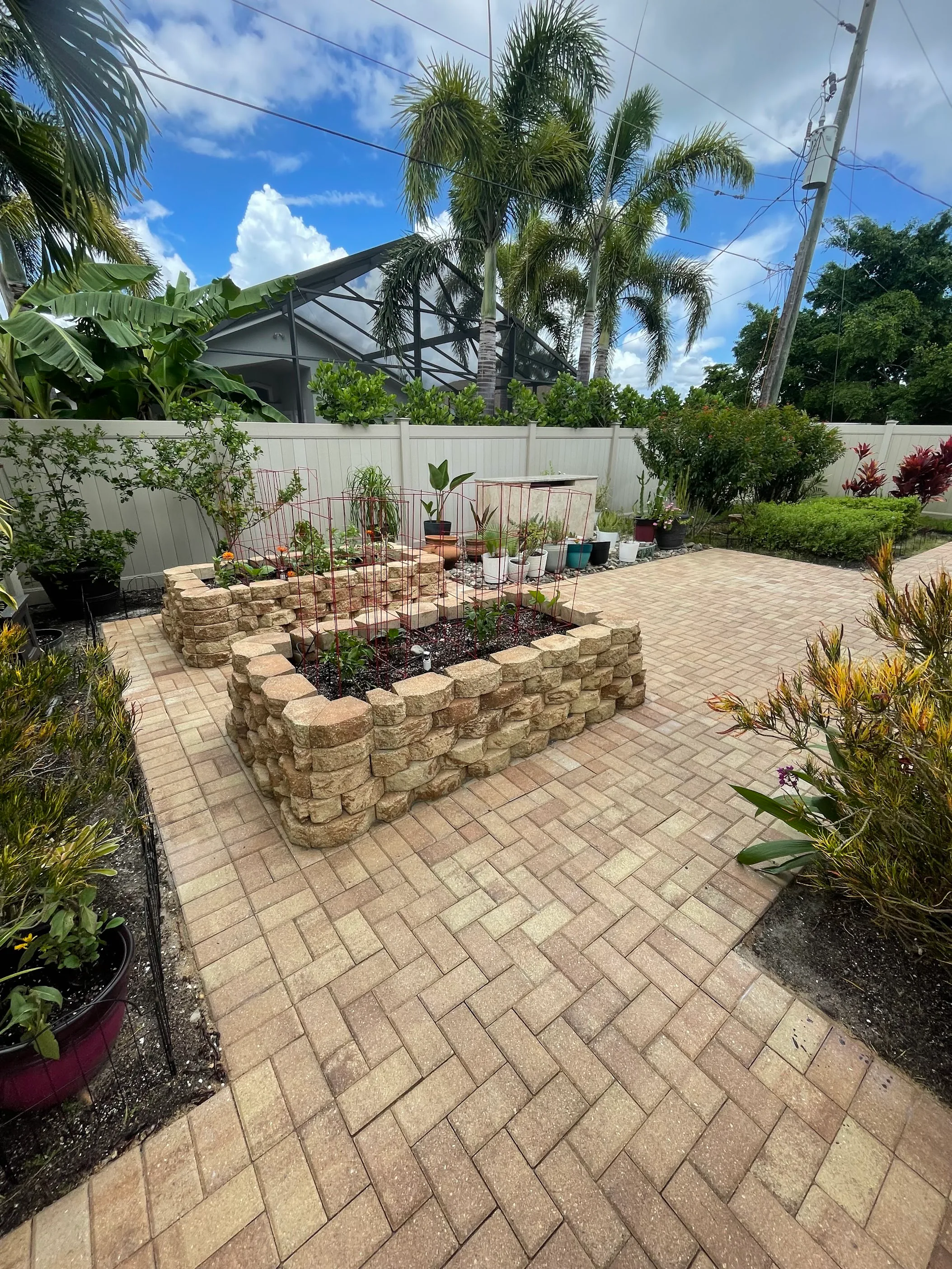 Patio surface after professional cleaning, restored to its original color and finish
