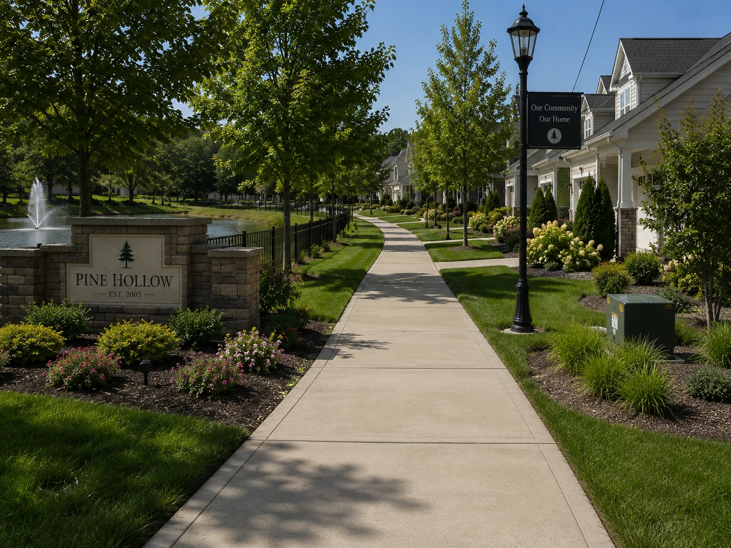 Mildew-free sidewalk after commercial cleaning